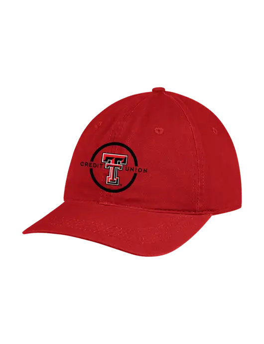 Garment Washed Unstructured Twill Red Cap w/Texas Tech CU Logo