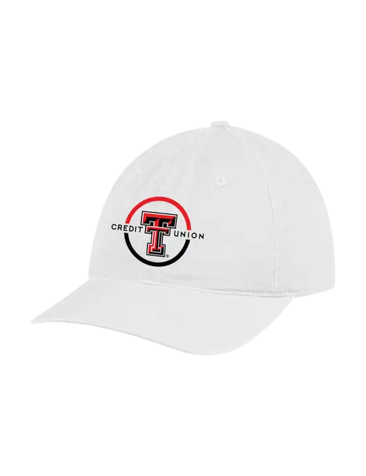 Garment Washed Unstructured Twill White Cap w/Texas Tech CU Logo