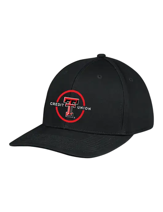 Premium Modern Structured Twill Black Snapback Cap w/Texas Tech CU Logo