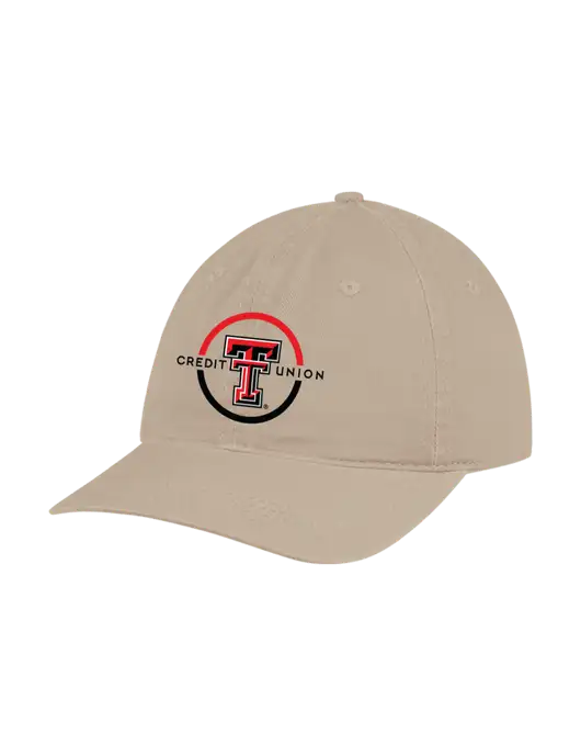 Garment Washed Unstructured Twill Tan Cap w/Texas Tech CU Logo