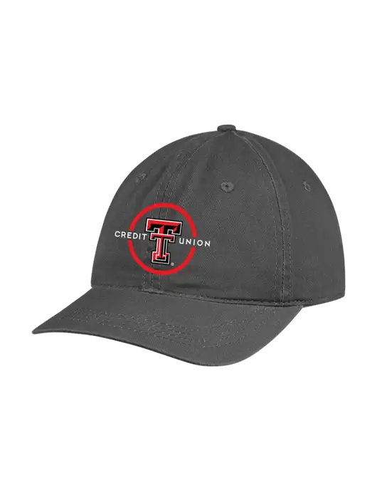 Garment Washed Unstructured Twill Charcoal Cap w/Texas Tech CU Logo