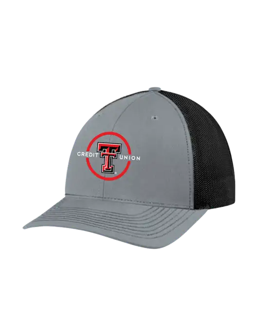 Richardson Adjustable Snapback Original 112 Trucker Cap Heather Grey w/Black Mesh w/Texas Tech CU Logo