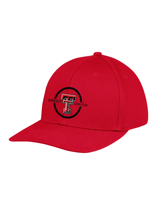 Premium Modern Structured Twill Red Snapback Cap w/Texas Tech CU Logo