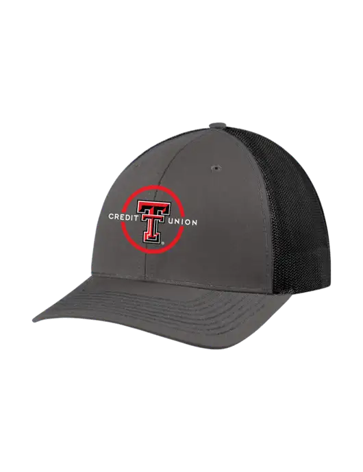 Richardson Adjustable Snapback Original 112 Trucker Cap Dark Grey w/Black Mesh w/Texas Tech CU Logo