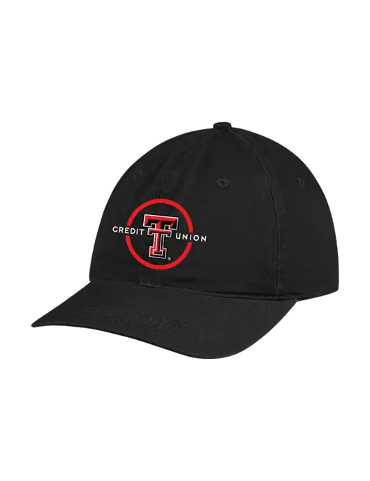 Garment Washed Unstructured Twill Black Cap w/Texas Tech CU Logo