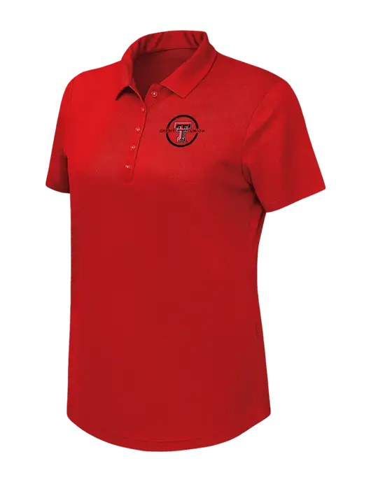 Callaway Womens Birdseye Red Polo w/Texas Tech CU Logo