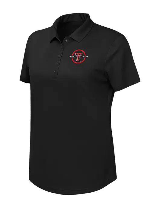 Callaway Womens Birdseye Black Polo w/Texas Tech CU Logo