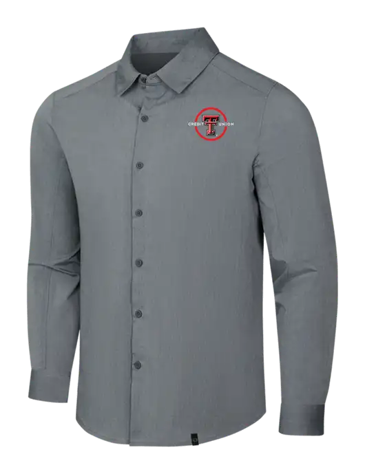OGIO Medium Grey Heather Commuter Woven Shirt w/Texas Tech CU Logo