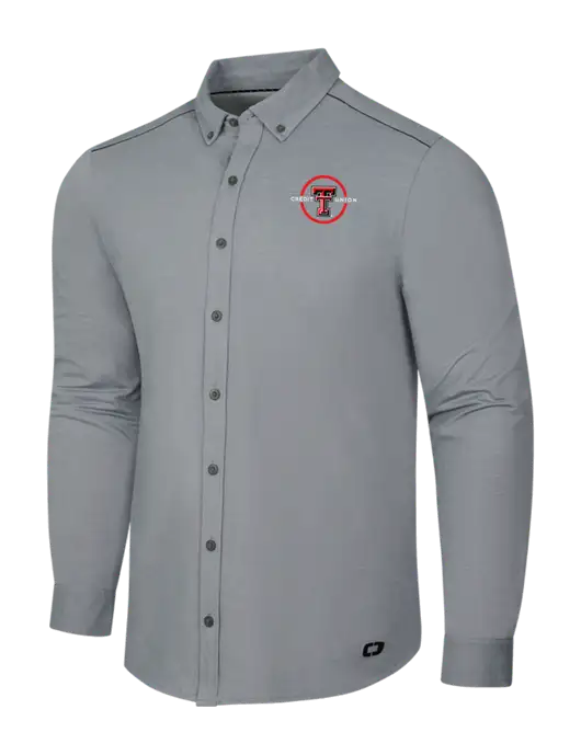 OGIO Medium Grey Heather Modern Code Stretch Button-Up Shirt w/Texas Tech CU Logo
