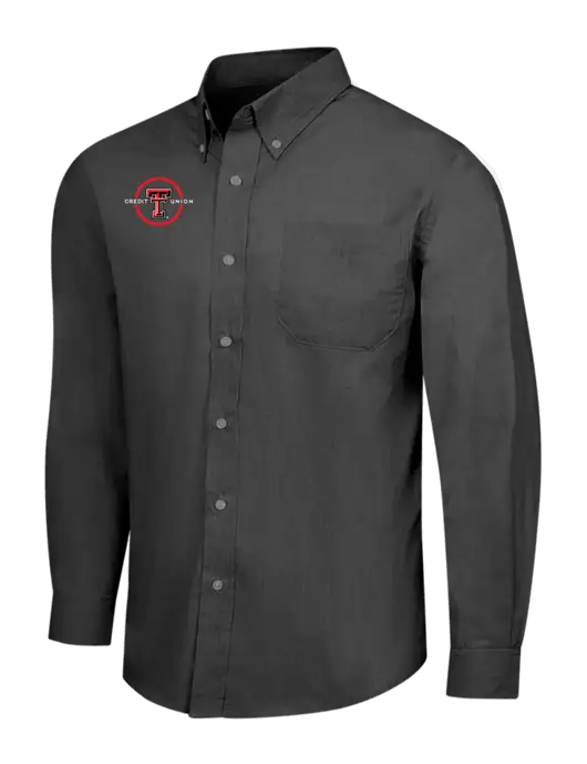 Soft Black Crosshatch Easy Care Shirt w/Texas Tech CU Logo