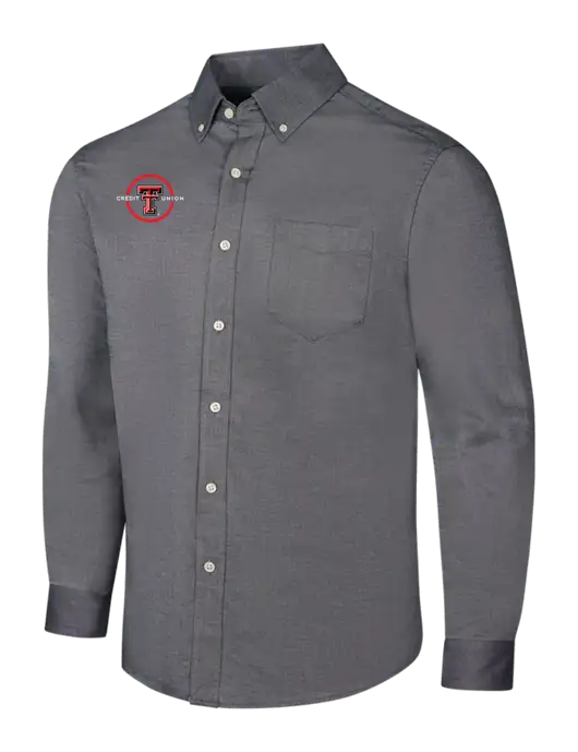 Dark Grey SuperPro Oxford Shirt w/Texas Tech CU Logo
