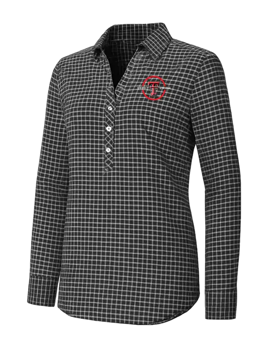 Womens Dark Grey/White City Stretch Shirt w/Texas Tech CU Logo