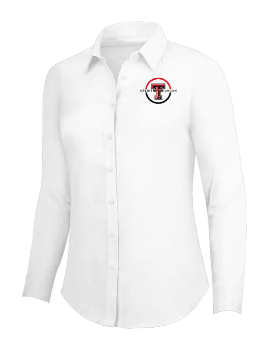 White Womens SuperPro Oxford Shirt w/Texas Tech CU Logo