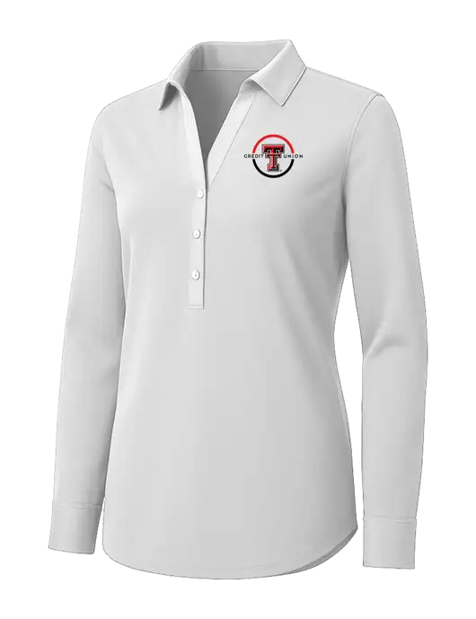 Womens White City Stretch Shirt w/Texas Tech CU Logo