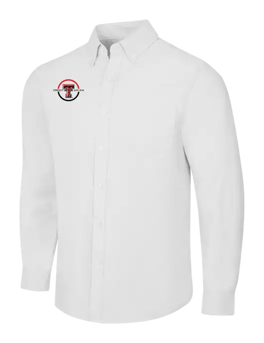 White SuperPro Oxford Shirt w/Texas Tech CU Logo