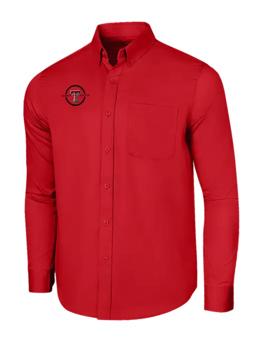 Long Sleeve Red Superpro React Twill Shirt w/Texas Tech CU Logo