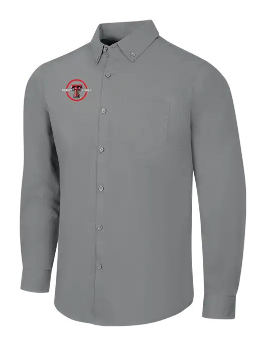 Medium Grey Long Sleeve Carefree Poplin Shirt w/Texas Tech CU Logo