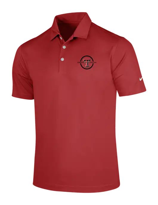 NIKE Red Dri-Fit Vertical Mesh Polo w/Texas Tech CU Logo