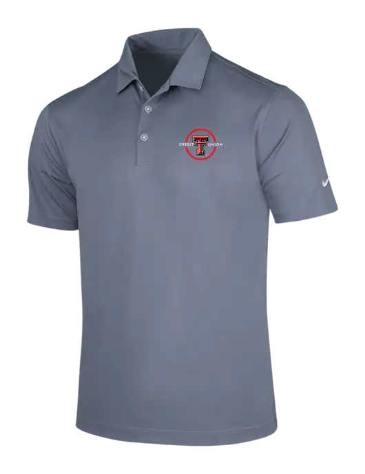 NIKE Medium Grey Dri-Fit Vertical Mesh Polo w/Texas Tech CU Logo