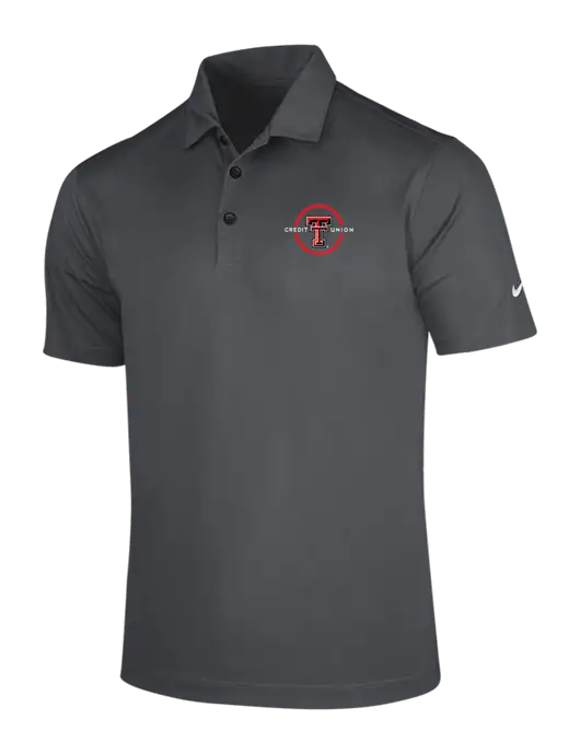 NIKE Dark Grey Dri-Fit Vertical Mesh Polo w/Texas Tech CU Logo