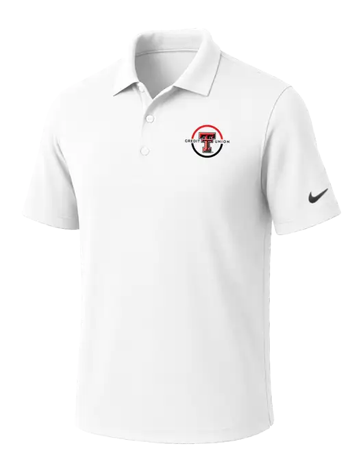 NIKE White Dri-Fit Micro Pique Polo w/Texas Tech CU Logo
