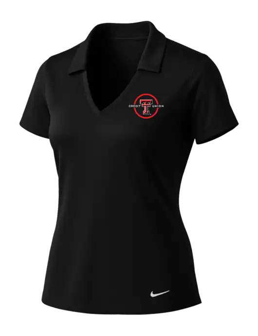 NIKE Black Womens Dri-Fit Vertical Mesh Polo w/Texas Tech CU Logo