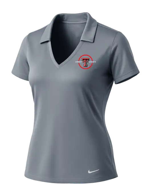 NIKE Medium Grey Womens Dri-Fit Vertical Mesh Polo w/Texas Tech CU Logo