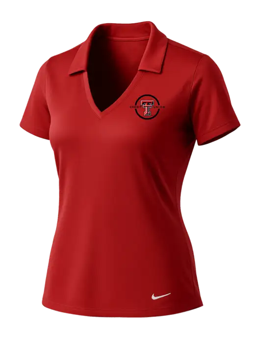 NIKE Red Womens Dri-Fit Vertical Mesh Polo w/Texas Tech CU Logo