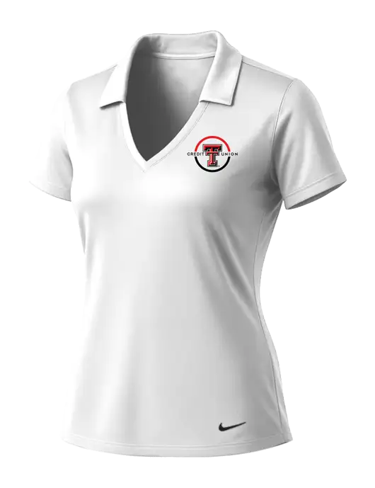 NIKE White Womens Dri-Fit Vertical Mesh Polo w/Texas Tech CU Logo