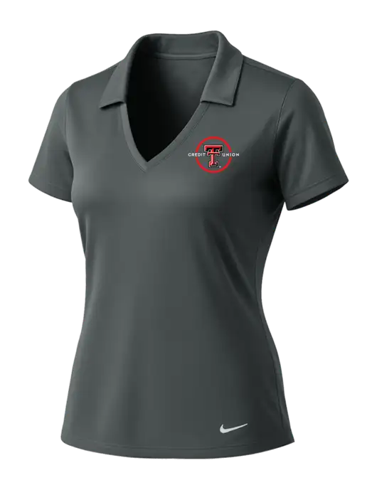 NIKE Dark Grey Womens Dri-Fit Vertical Mesh Polo w/Texas Tech CU Logo