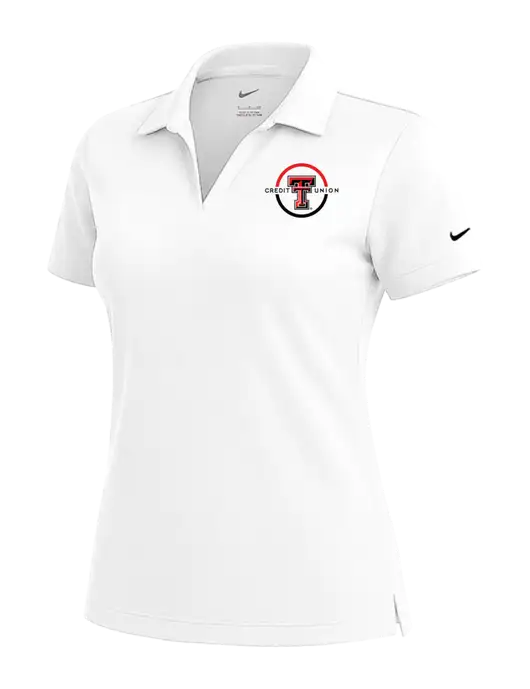 NIKE White Womens Dri-Fit Micro Pique Polo w/Texas Tech CU Logo