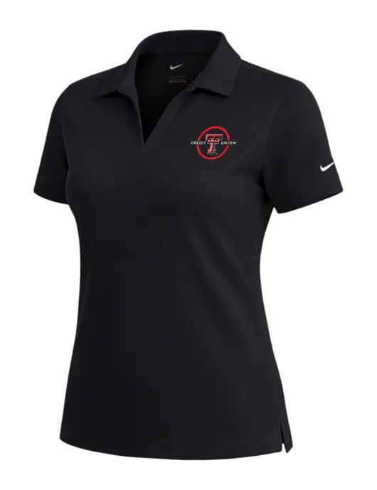 NIKE Black Womens Dri-Fit Micro Pique Polo w/Texas Tech CU Logo