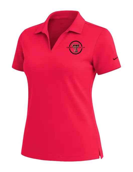 NIKE Red Womens Dri-Fit Micro Pique Polo w/Texas Tech CU Logo