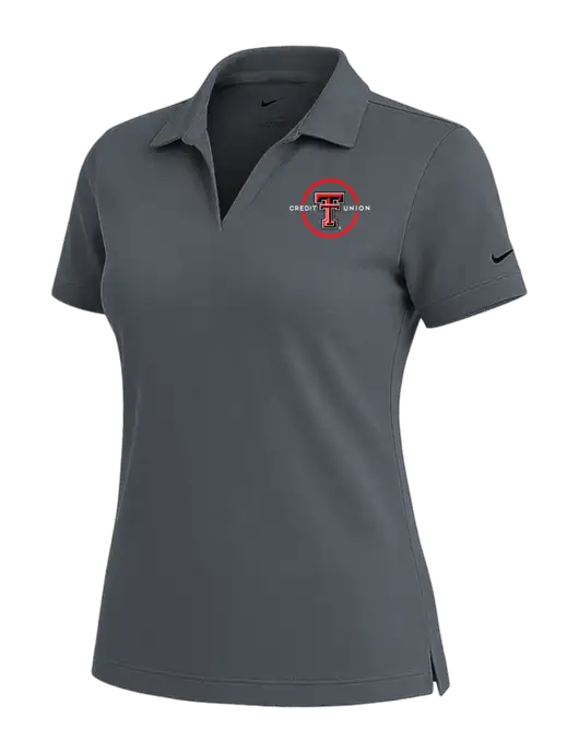 NIKE Dark Grey Womens Dri-Fit Micro Pique Polo w/Texas Tech CU Logo