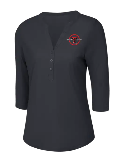 OGIO Charcoal Grey Jewel Henley w/Texas Tech CU Logo