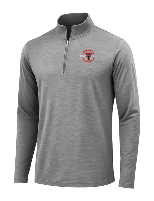 Dark Grey Heather Posicharge Tri-Blend Wicking 1/4 Zip Pullover w/Texas ...