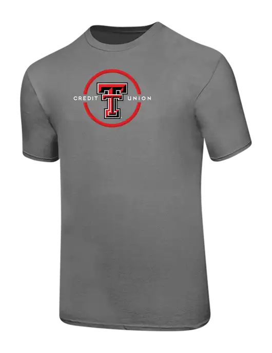Ring Spun Medium Grey 4.5 oz T-Shirt w/Texas Tech CU Logo