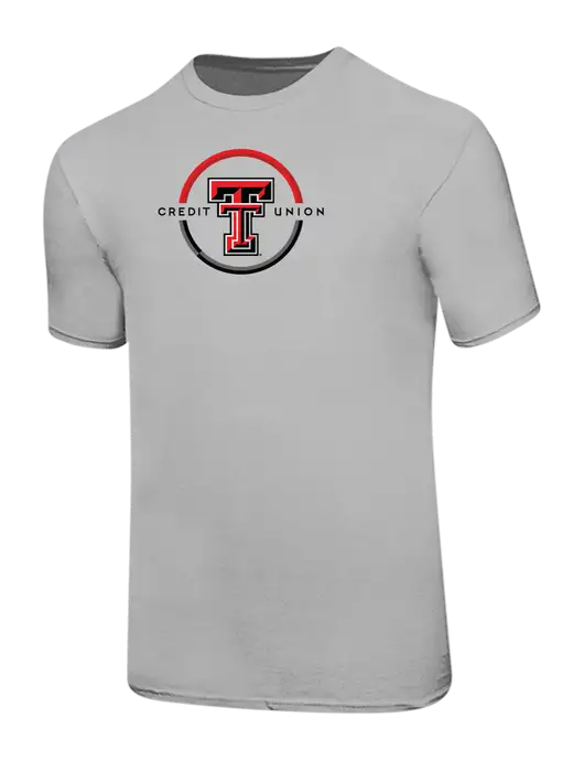 Ring Spun Silver 4.5 oz T-Shirt w/Texas Tech CU Logo