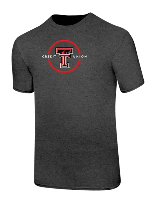 Ring Spun Dark Heather Grey 4.5 oz T-Shirt w/Texas Tech CU Logo