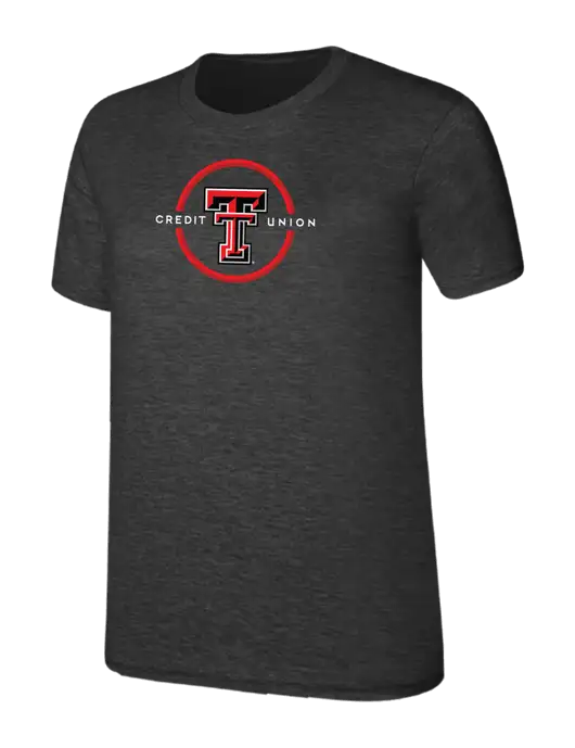 Womens Ring Spun Dark Heather Grey 4.5 oz T-Shirt w/Texas Tech CU Logo
