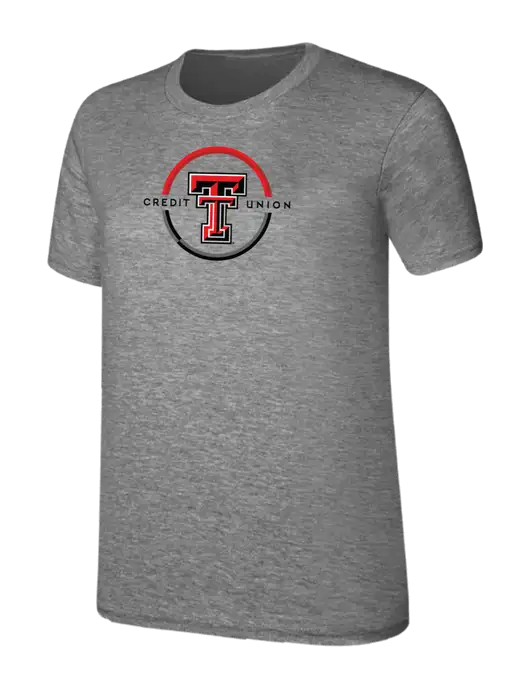 Womens Ring Spun Light Grey Heather 4.5 oz T-Shirt w/Texas Tech CU Logo