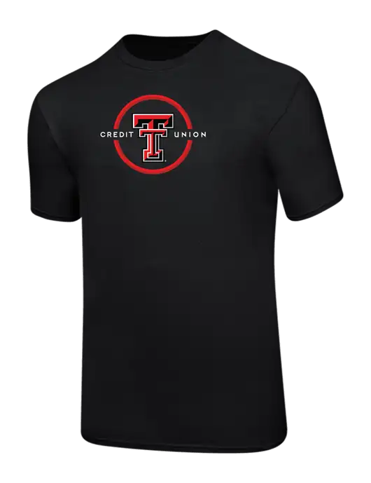 Ring Spun Jet Black 4.5 oz T-Shirt w/Texas Tech CU Logo