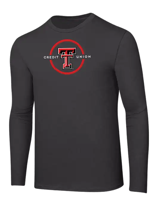 Ring Spun Charcoal 4.5 oz Long Sleeve T-Shirt w/Texas Tech CU Logo