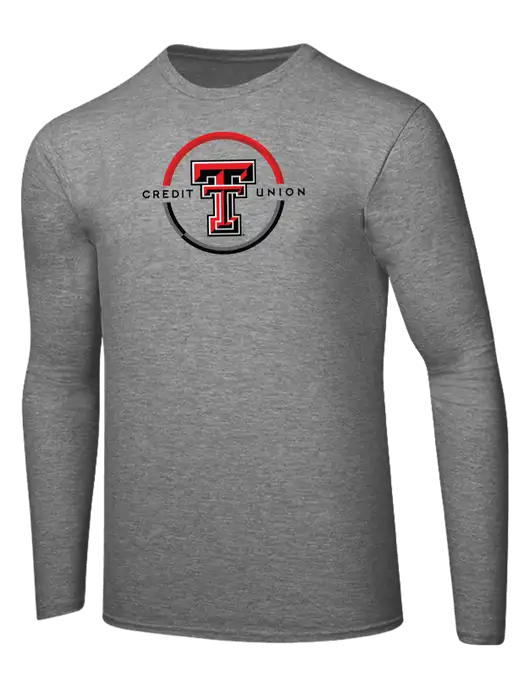 Ring Spun Light Heather Grey 4.5 oz Long Sleeve T-Shirt w/Texas Tech CU Logo