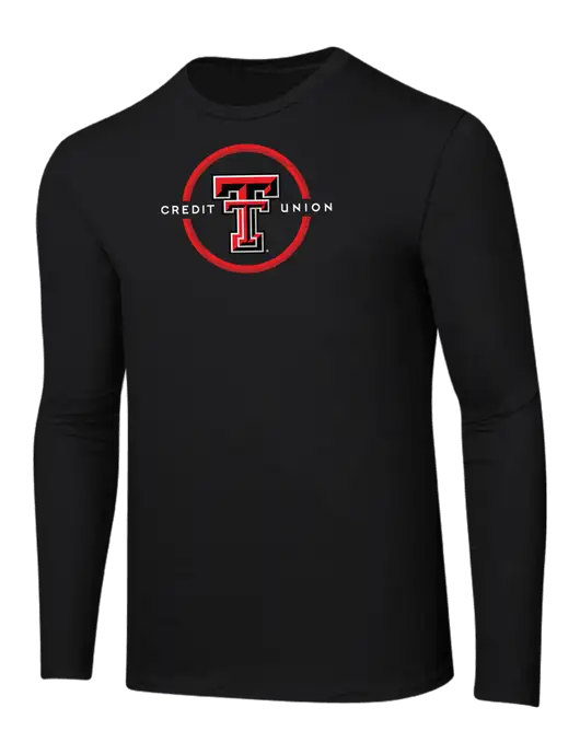 Ring Spun Jet Black 4.5 oz Long Sleeve T-Shirt w/Texas Tech CU Logo