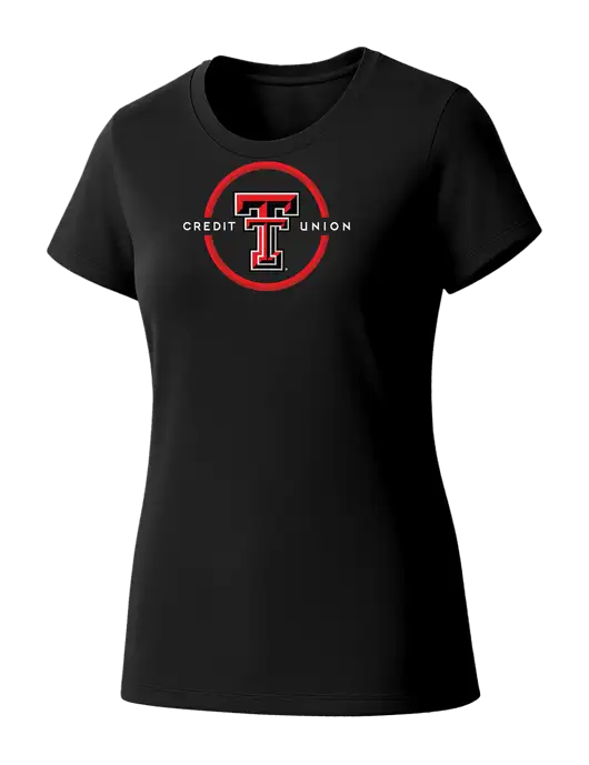 Womens Seriously Soft Black T-Shirt w/Texas Tech CU Logo