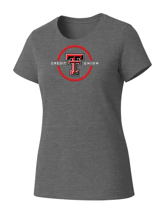 Womens Seriously Soft Grey Frost T-Shirt w/Texas Tech CU Logo