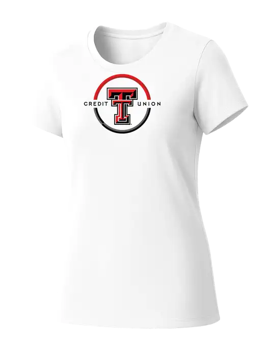 Womens Seriously Soft White T-Shirt w/Texas Tech CU Logo