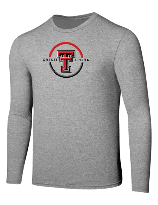 Seriously Soft Light Heathered Grey Long Sleeve T-Shirt w/Texas Tech CU Logo