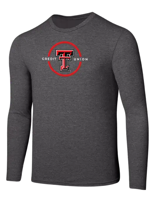 Seriously Soft Heathered Charcoal Long Sleeve T-Shirt w/Texas Tech CU Logo
